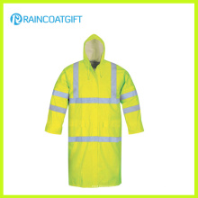 Fluoreszenzfarbe Reflektierende wasserdichte PVC Polyester Regenjacke